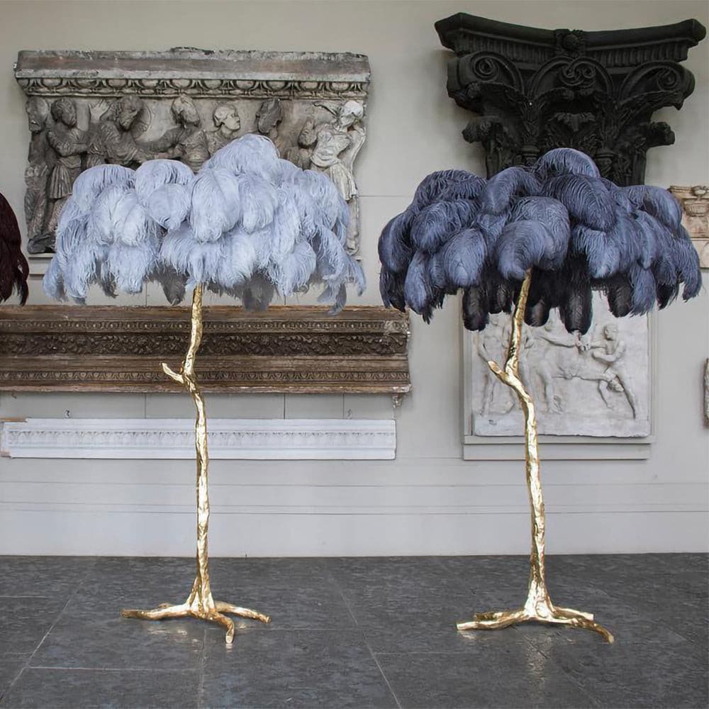Ostrich Feather Brass Floor Lamp - Lumpaz