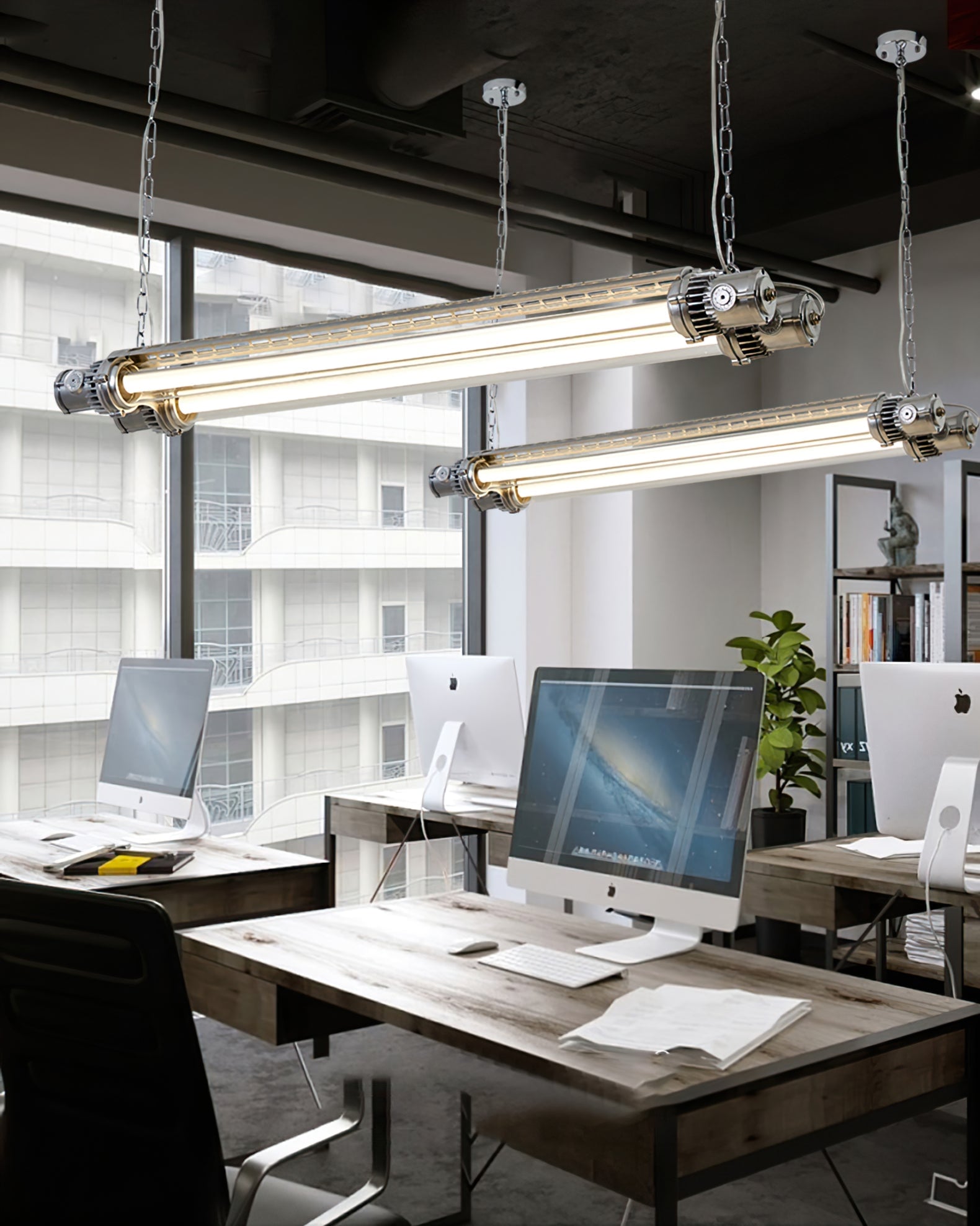Double Tube Silver Chandelier - Lumpaz