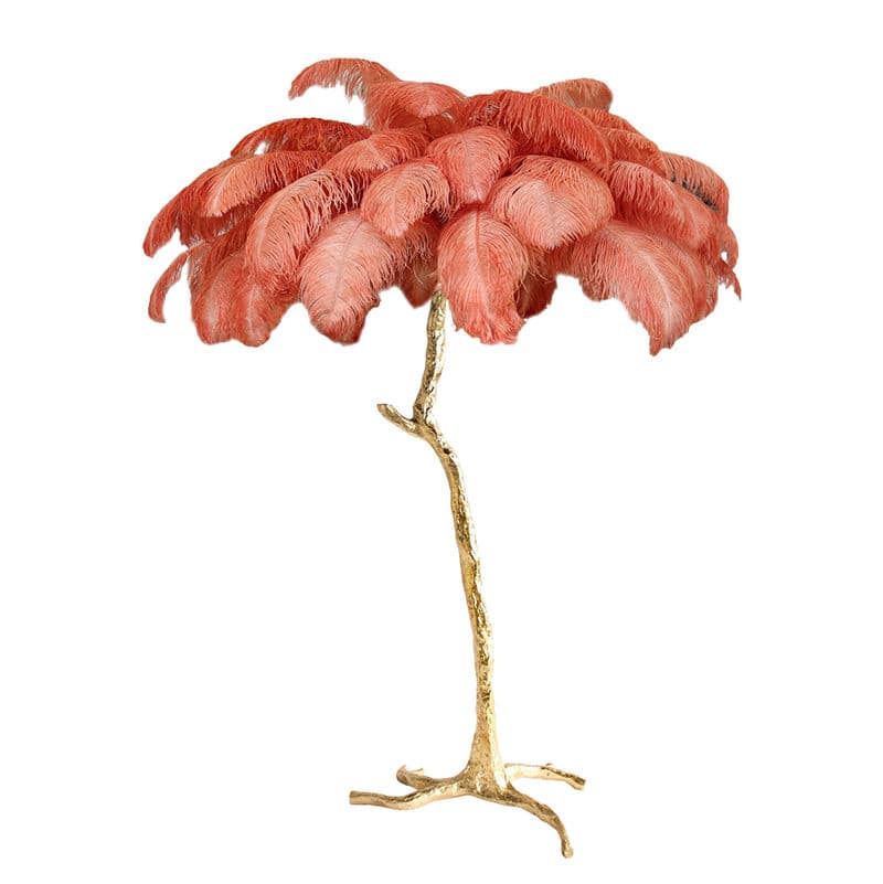 Ostrich Feather Brass Floor Lamp - Lumpaz