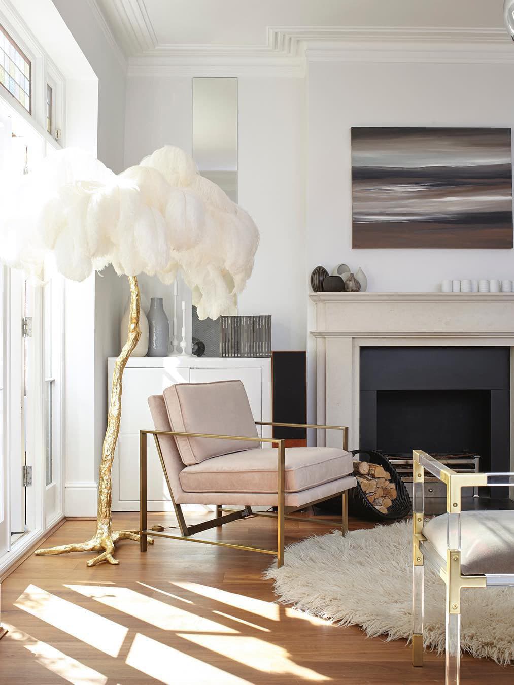 Ostrich Feather Brass Floor Lamp - Lumpaz