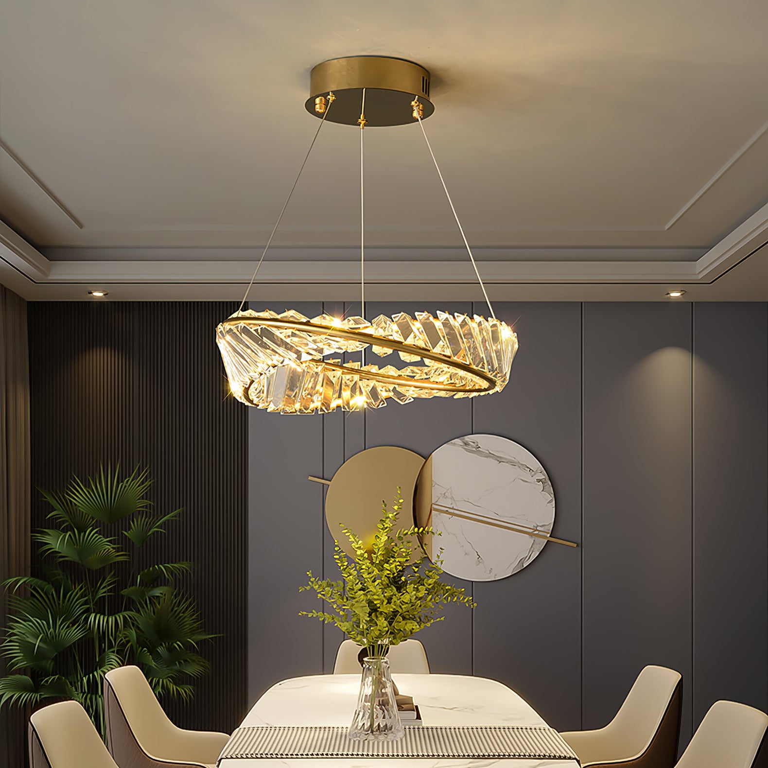 Wave Circle Crystal Chandelier - Lumpaz