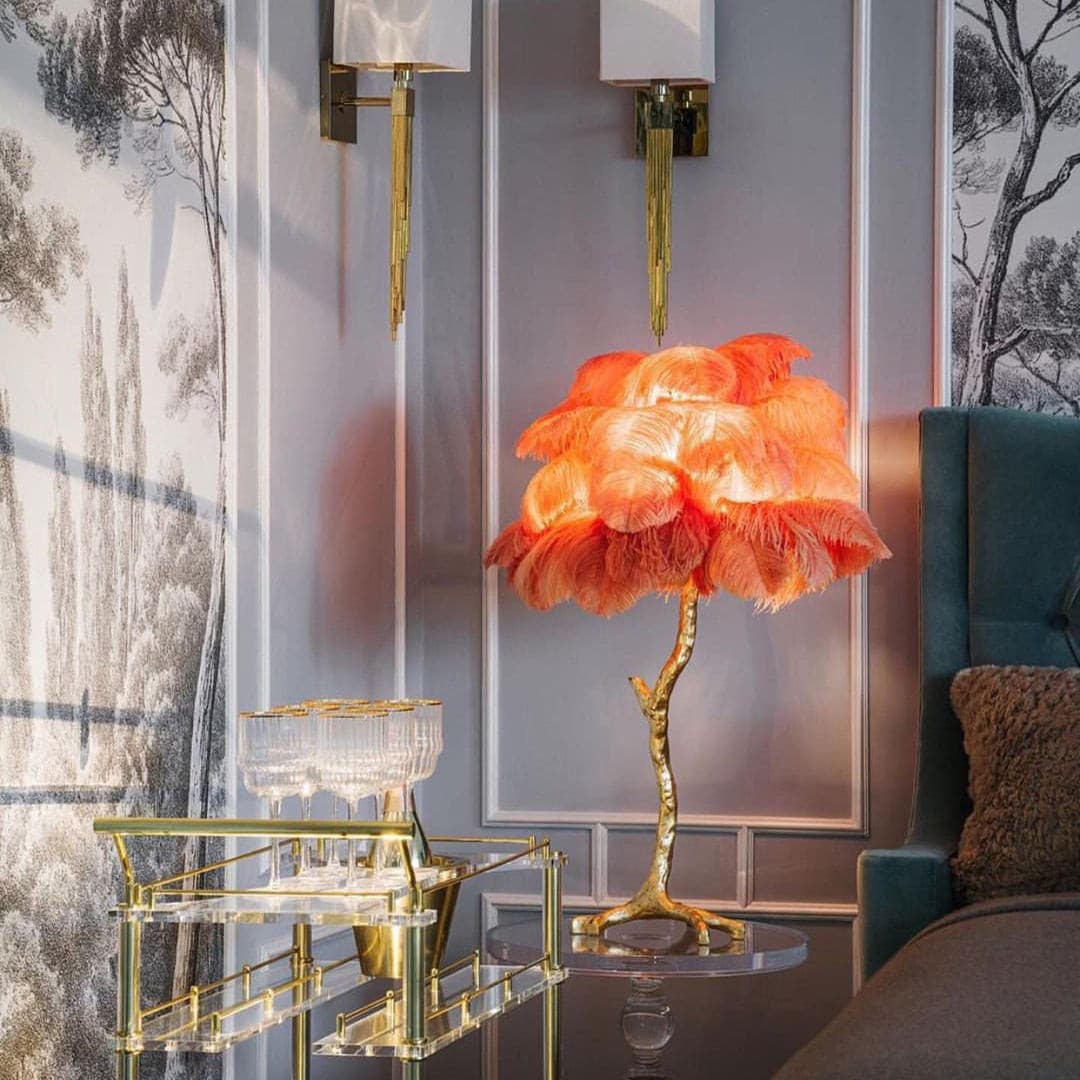 Ostrich Feather Table Lamp - Lumpaz
