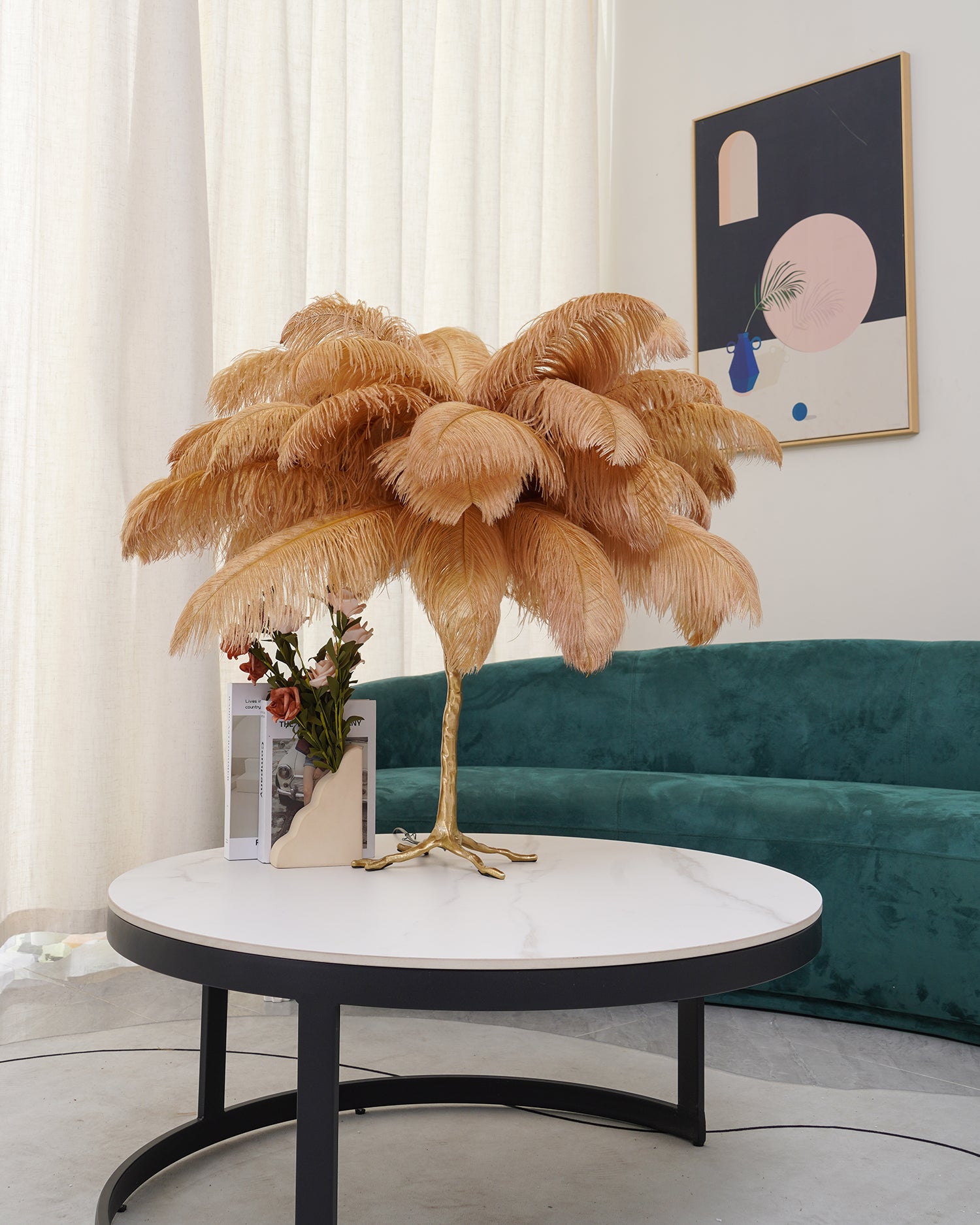 Ostrich Feather Table Lamp - Lumpaz