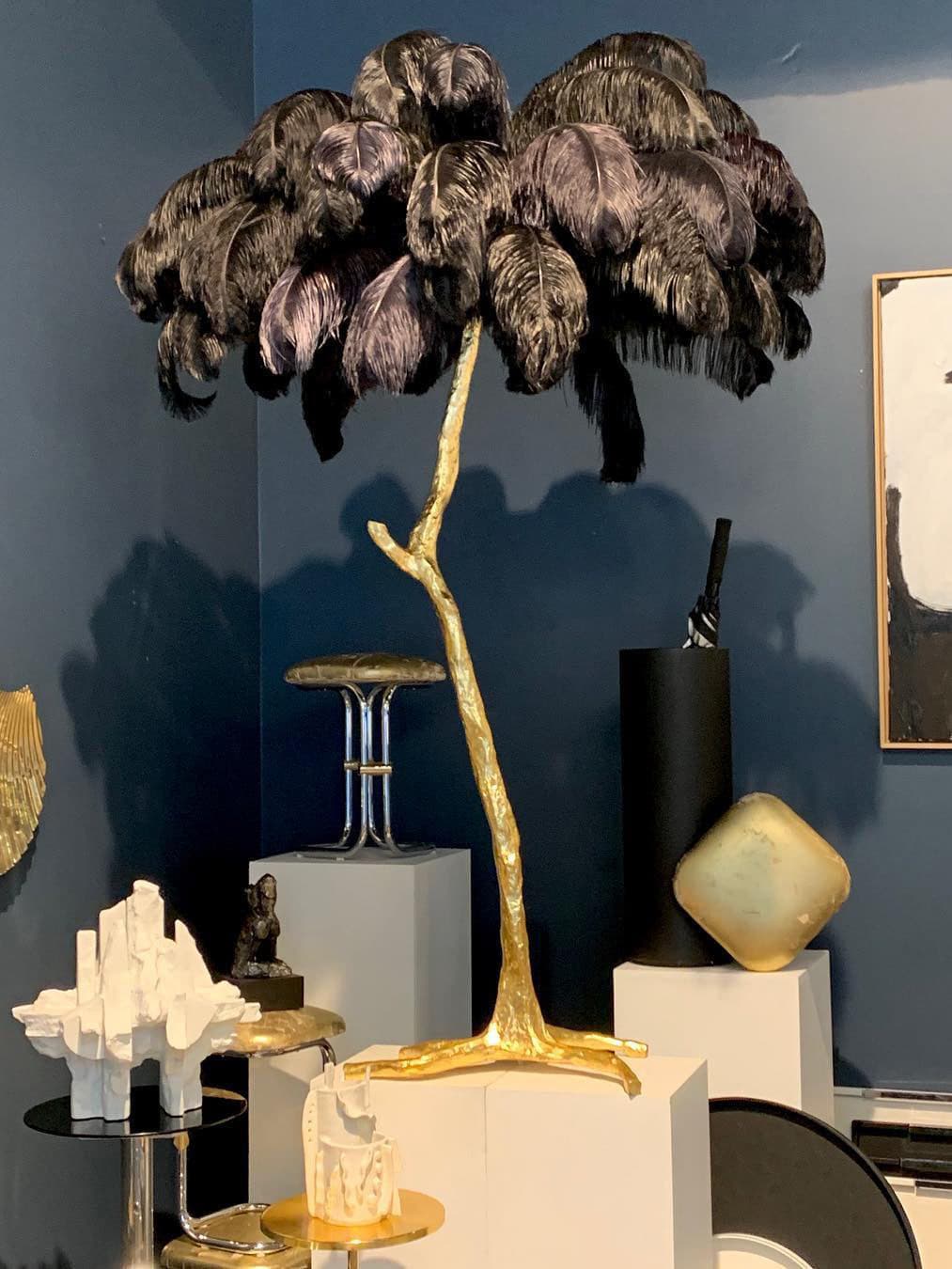 Ostrich Feather Brass Floor Lamp - Lumpaz