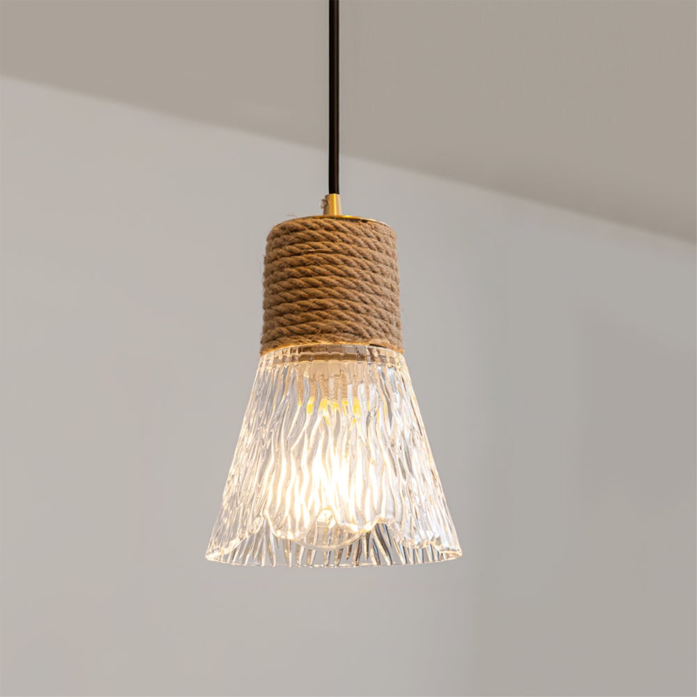 Hemp Rope Glass Pendant Lamp - Lumpaz