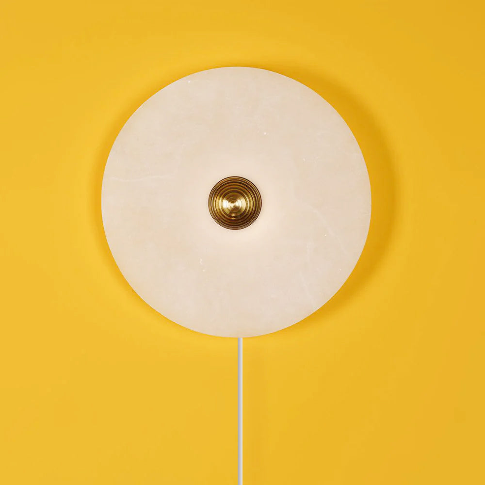 Round Alabaster Plug In Wall Lamp - Lumpaz