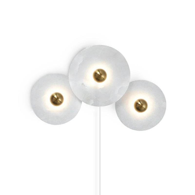 Round Alabaster Combination Plug In Wall Lamp - Lumpaz