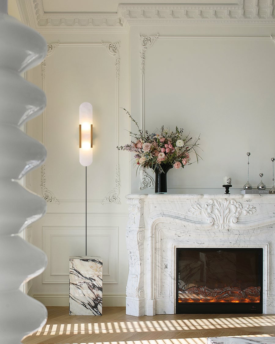 Geometric Harmony Alabaster Plug In Wall Lamp - Lumpaz