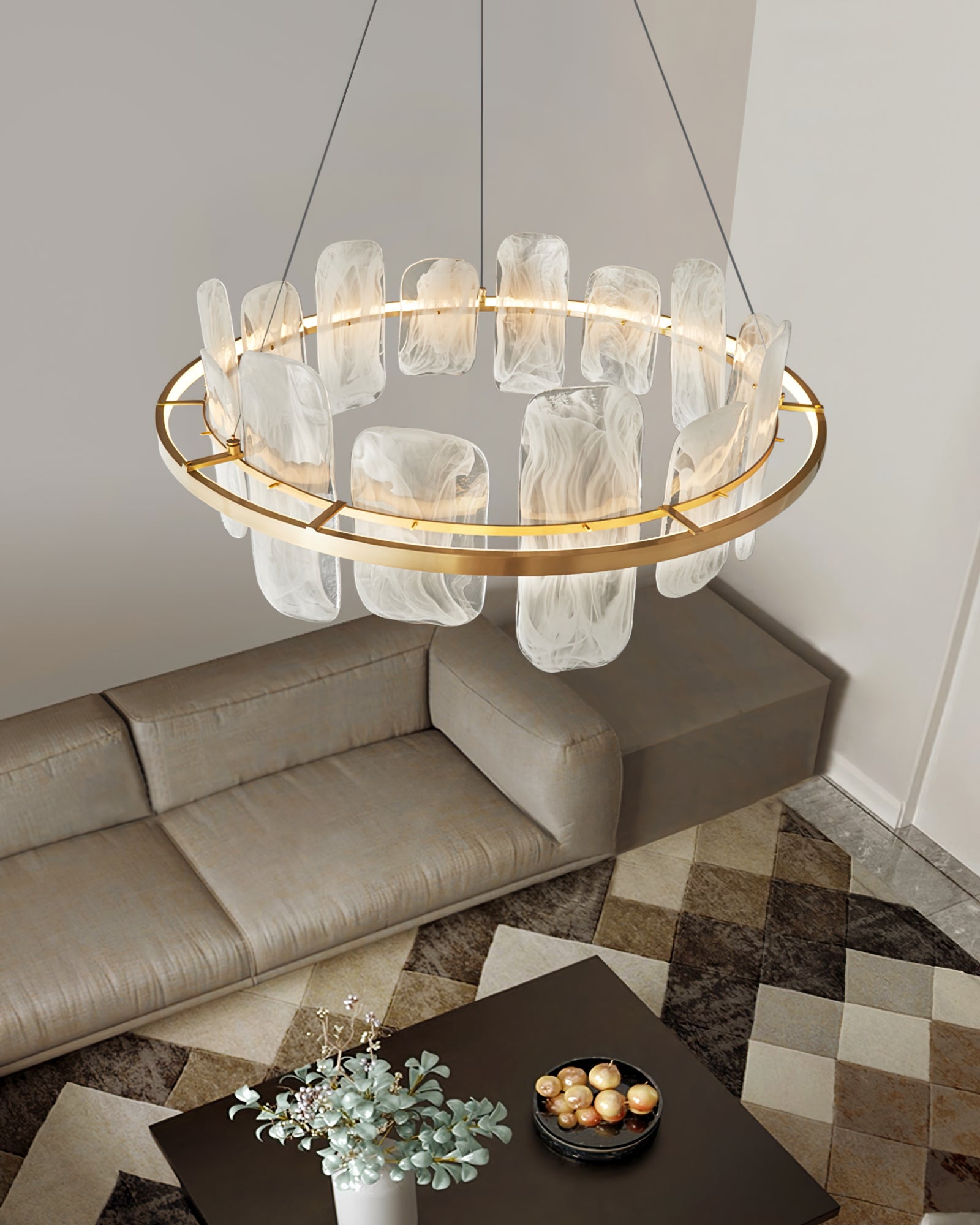 Mille Round Glass Chandelier - Lumpaz