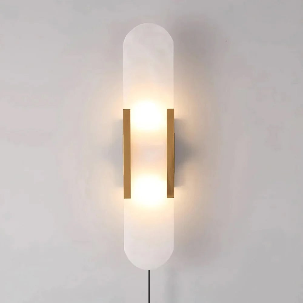 Geometric Harmony Alabaster Plug In Wall Lamp - Lumpaz
