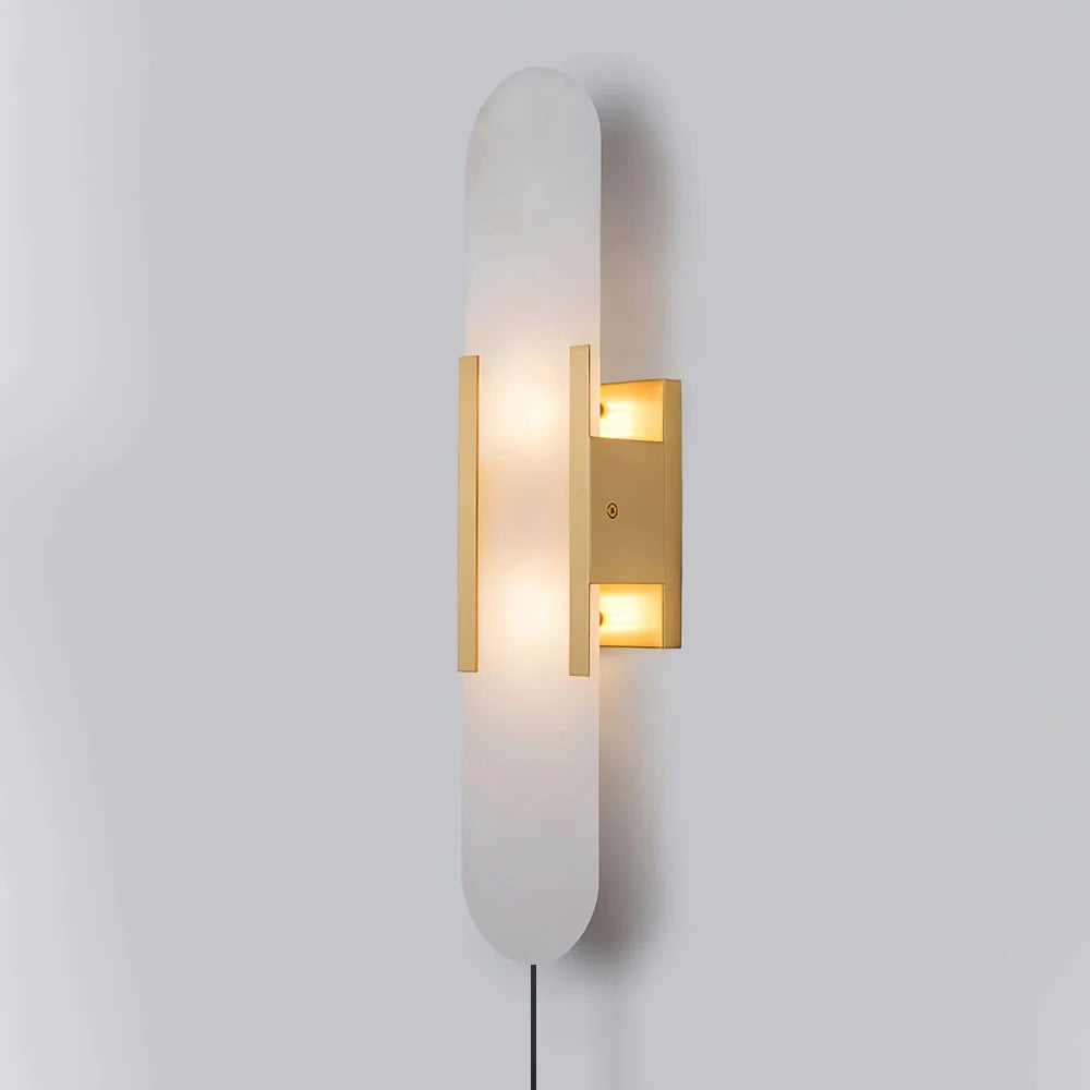 Geometric Harmony Alabaster Plug In Wall Lamp - Lumpaz