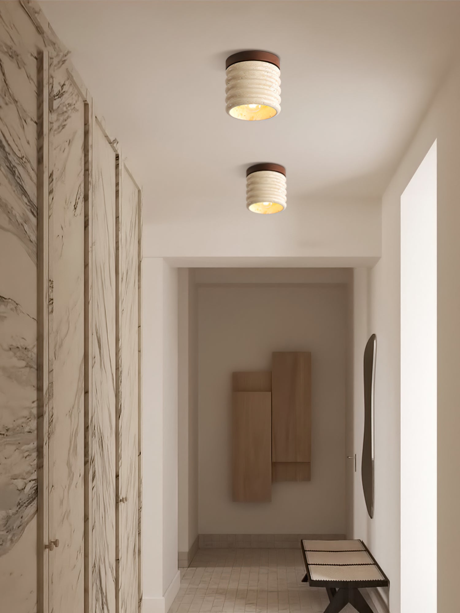 Vaarnii Travertine Ceiling Lamp - Lumpaz