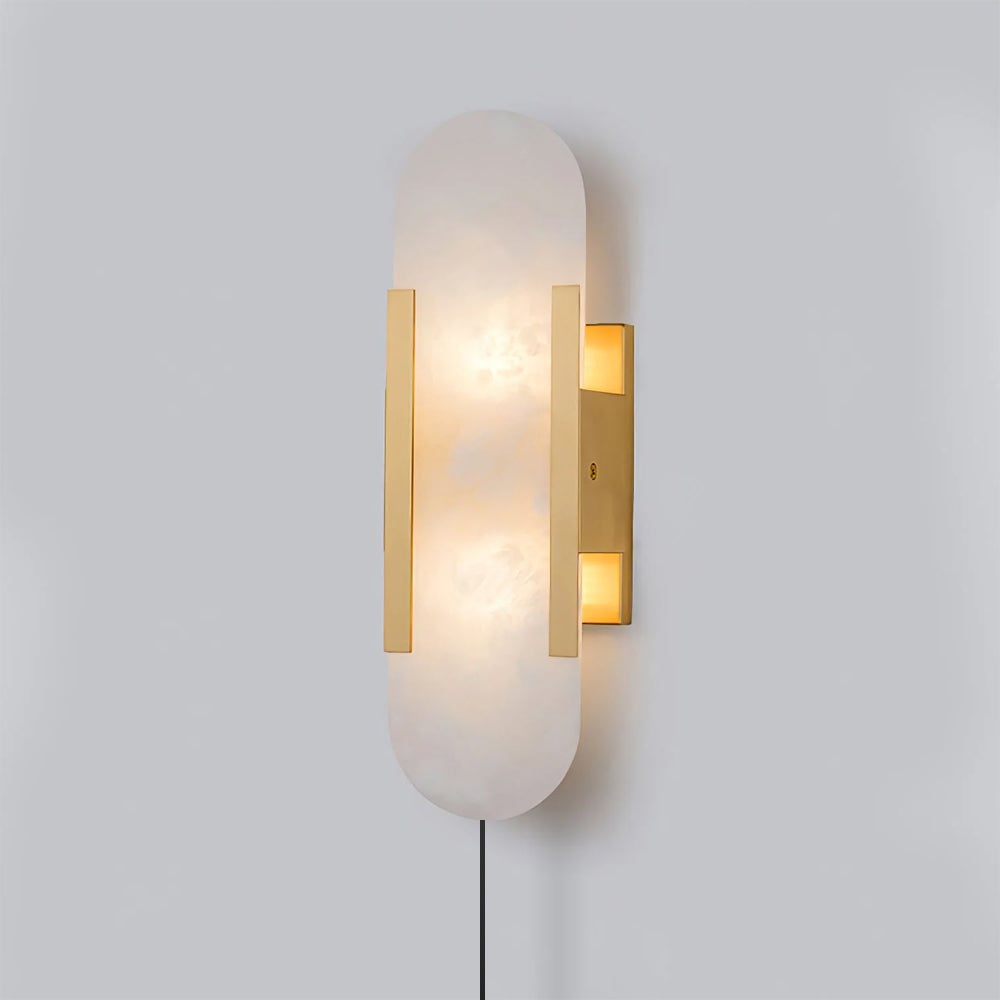 Geometric Harmony Alabaster Plug In Wall Lamp - Lumpaz
