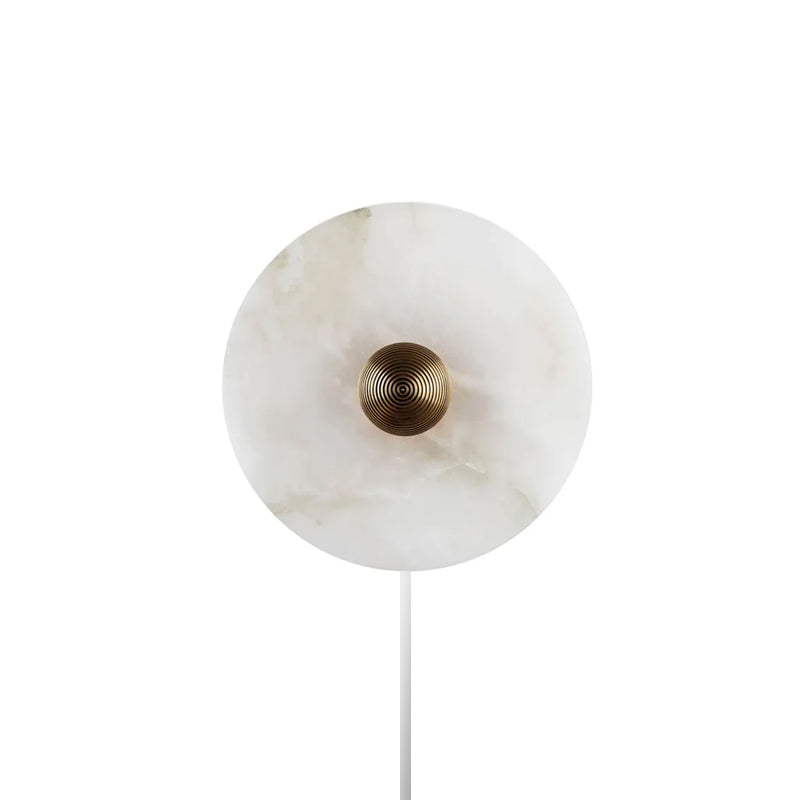 Round Alabaster Plug In Wall Lamp - Lumpaz
