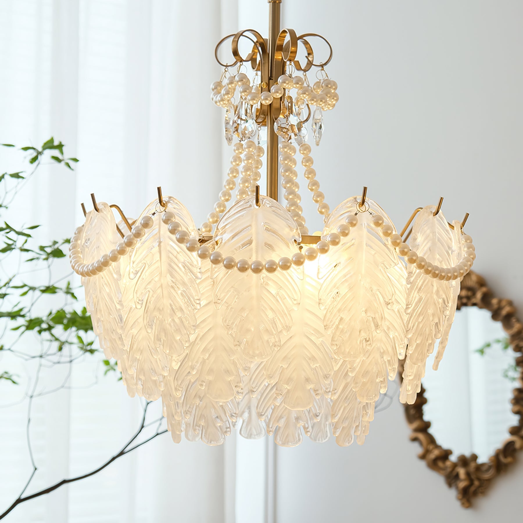 Feather Glass Chandelier - Lumpaz