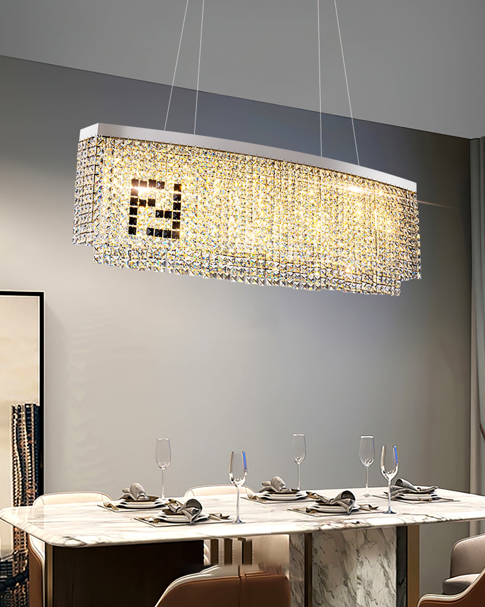 Liliana Rectangle Crystal Chandelier - Lumpaz
