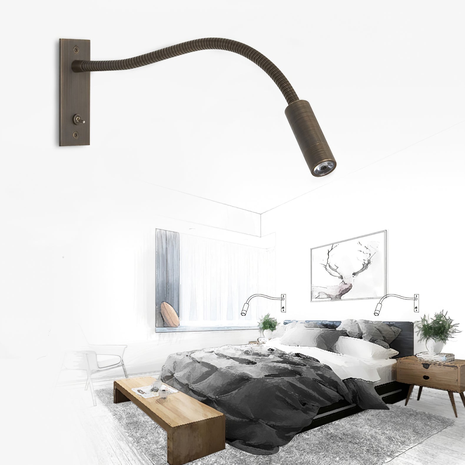 LED Bedroom Art Deco Wall Light - Lumpaz