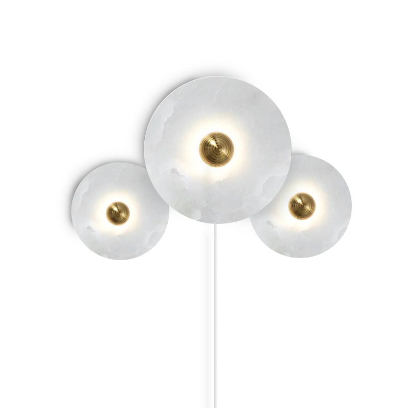 Round Alabaster Combination Plug In Wall Lamp - Lumpaz