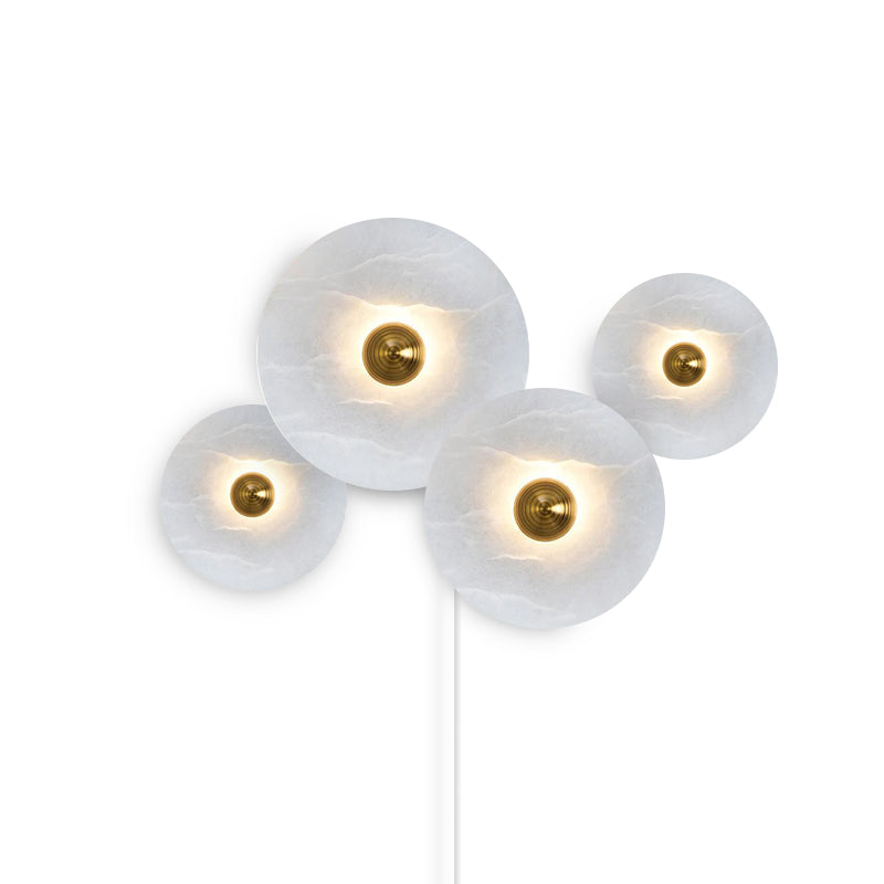 Round Alabaster Combination Plug In Wall Lamp - Lumpaz