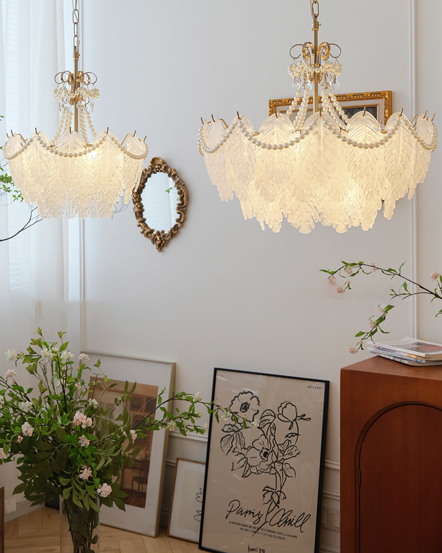Feather Glass Chandelier - Lumpaz