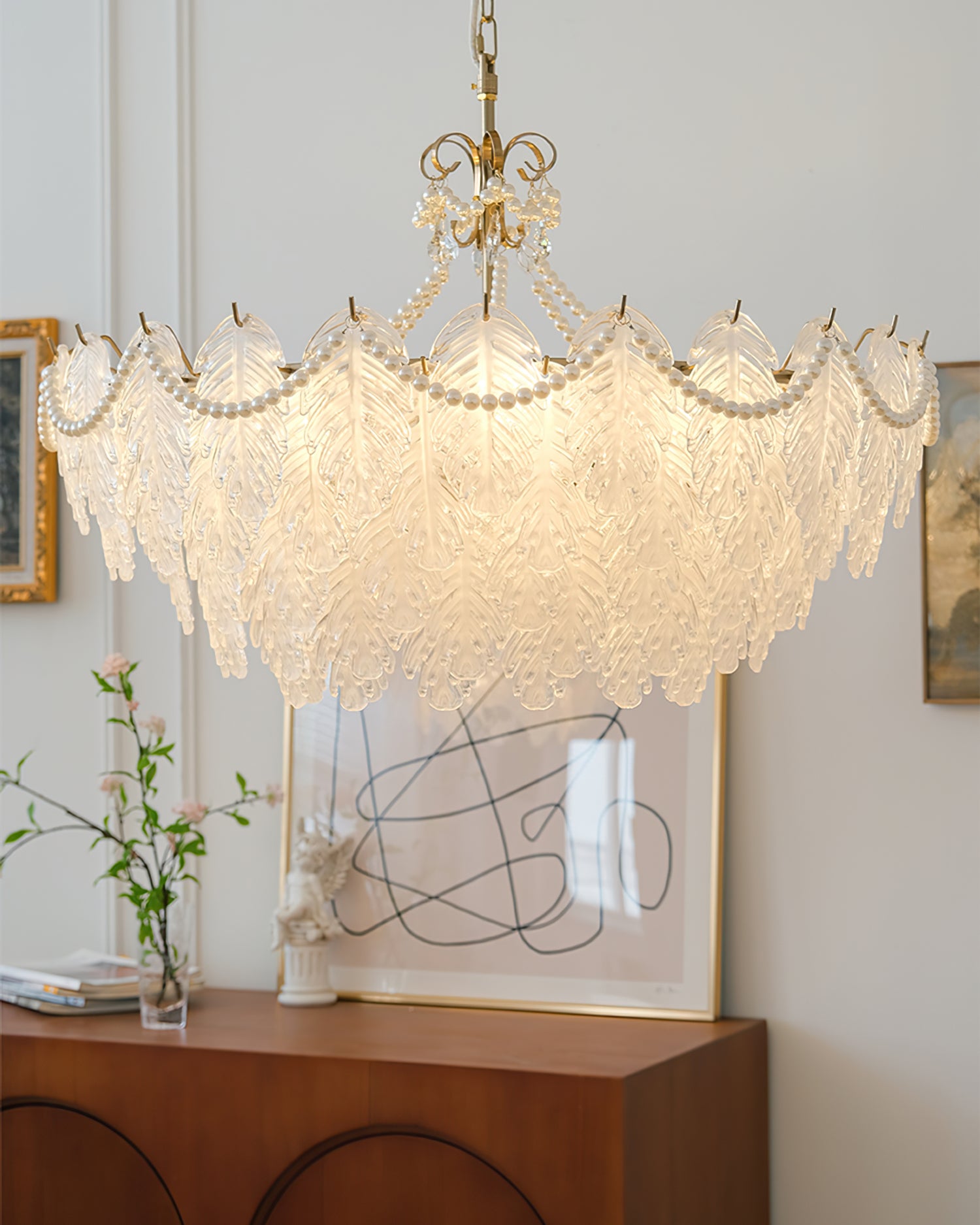 Feather Glass Chandelier - Lumpaz
