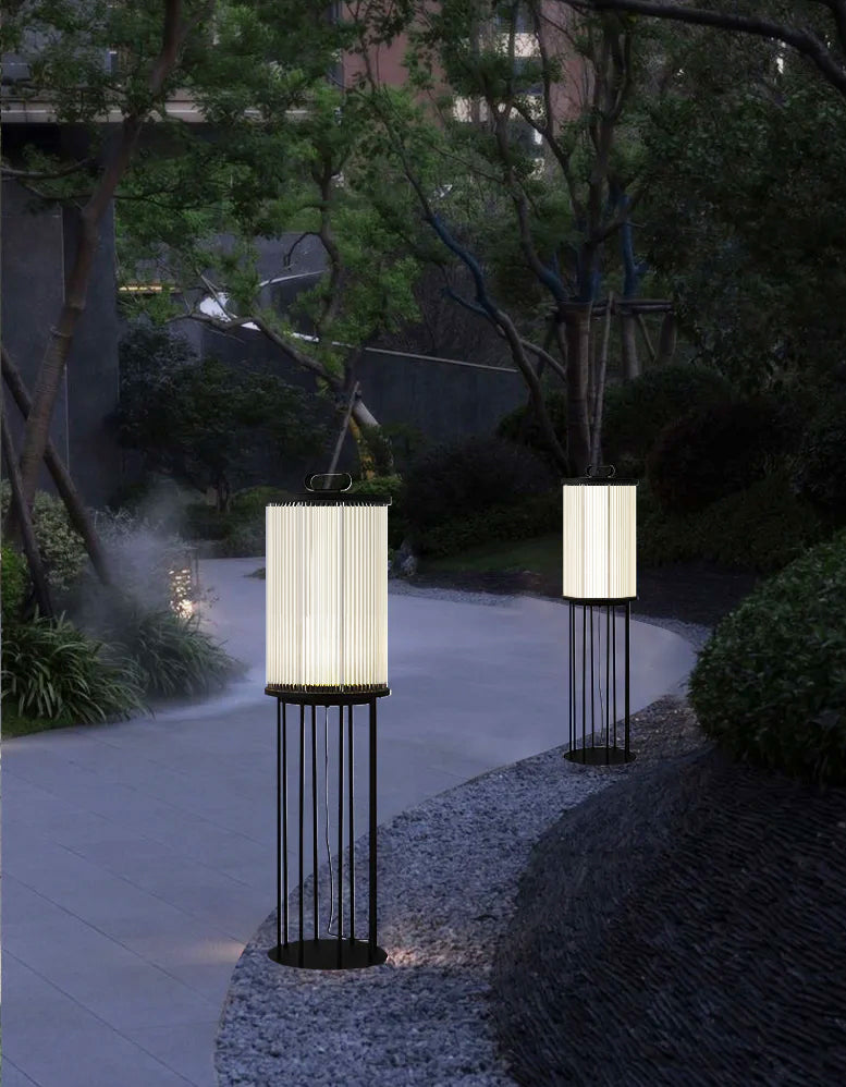 Line Glass Lantern Solar Floor Lamp - Lumpaz