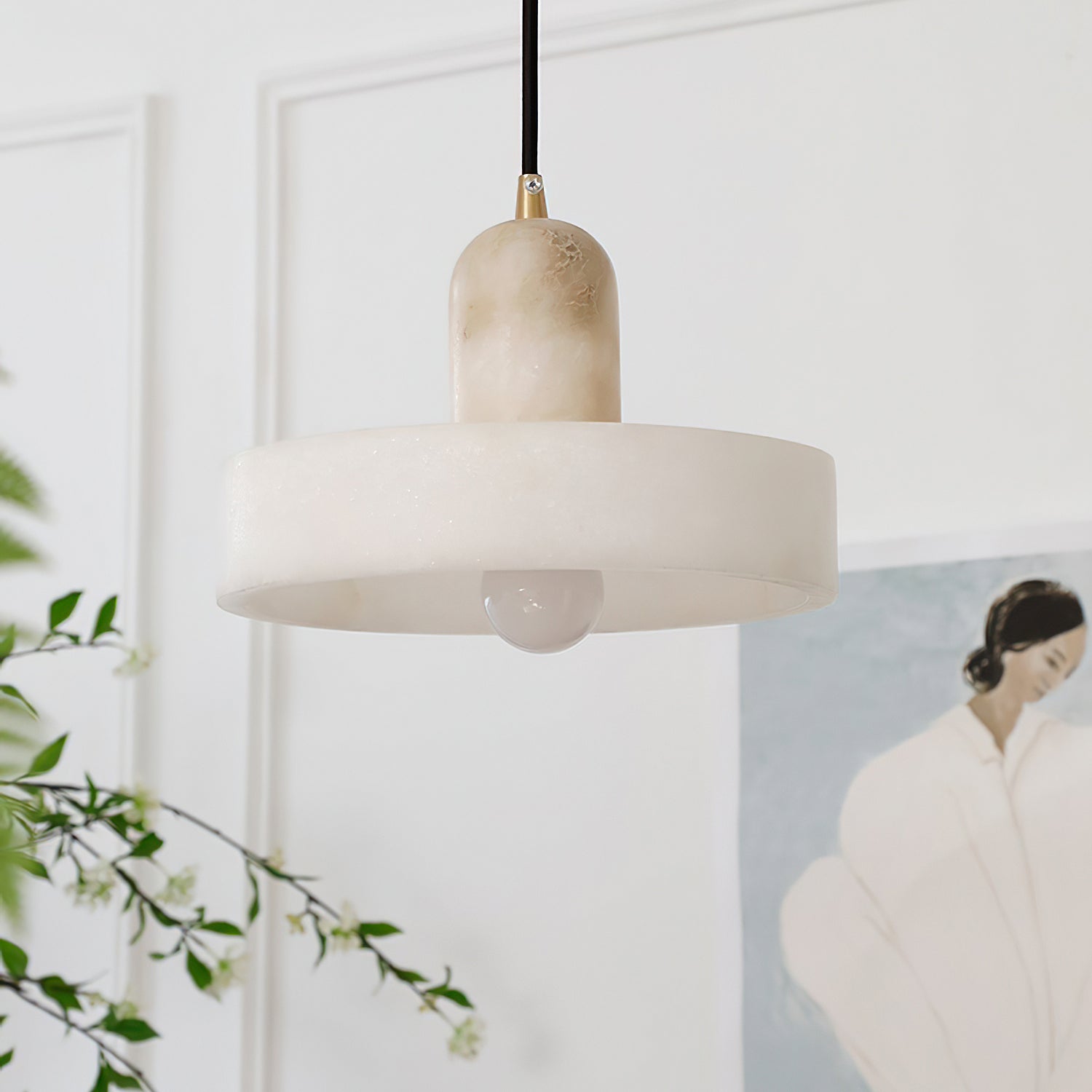 Disc Orb Alabaster Pendant Lamp - Lumpaz