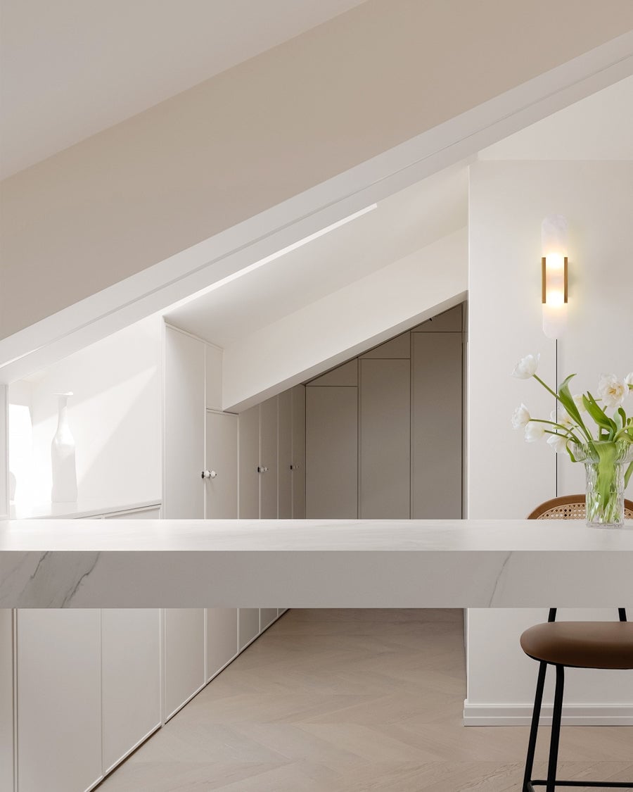 Geometric Harmony Alabaster Plug In Wall Lamp - Lumpaz