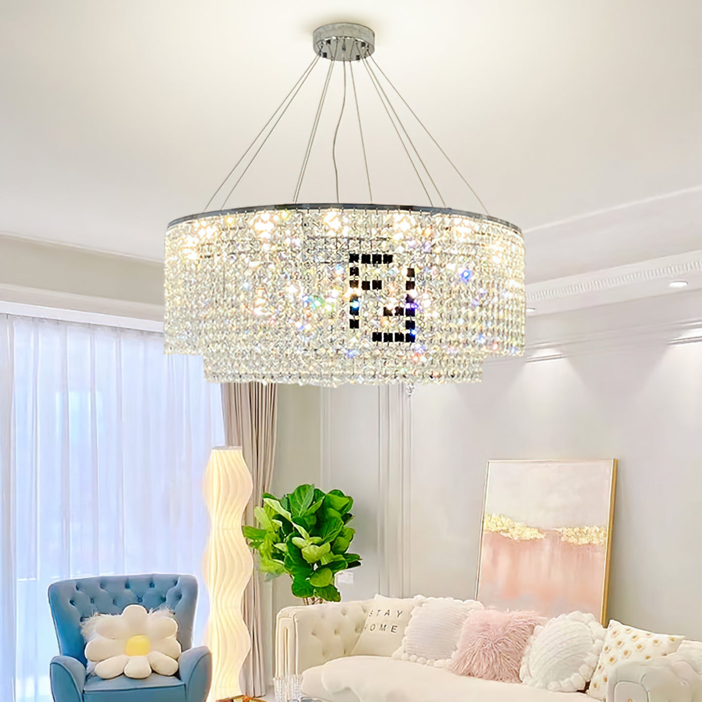 Liliana Round Crystal Chandelier - Lumpaz