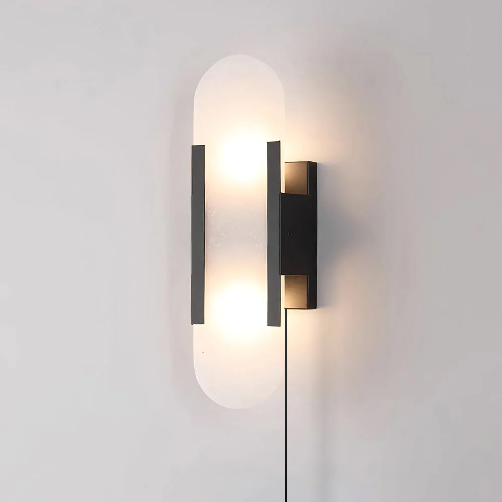 Geometric Harmony Alabaster Plug In Wall Lamp - Lumpaz