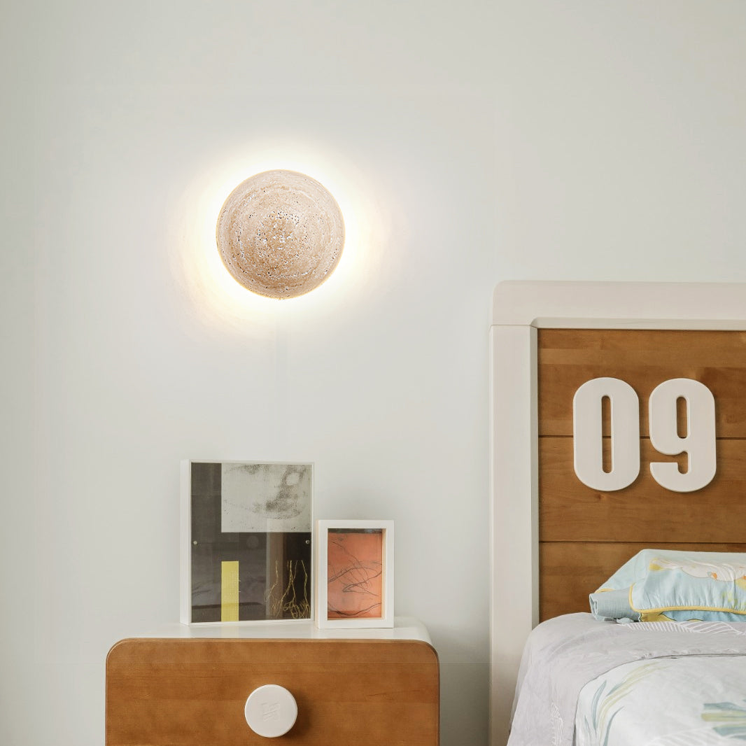 Round Travertine Wall Lamp - Lumpaz