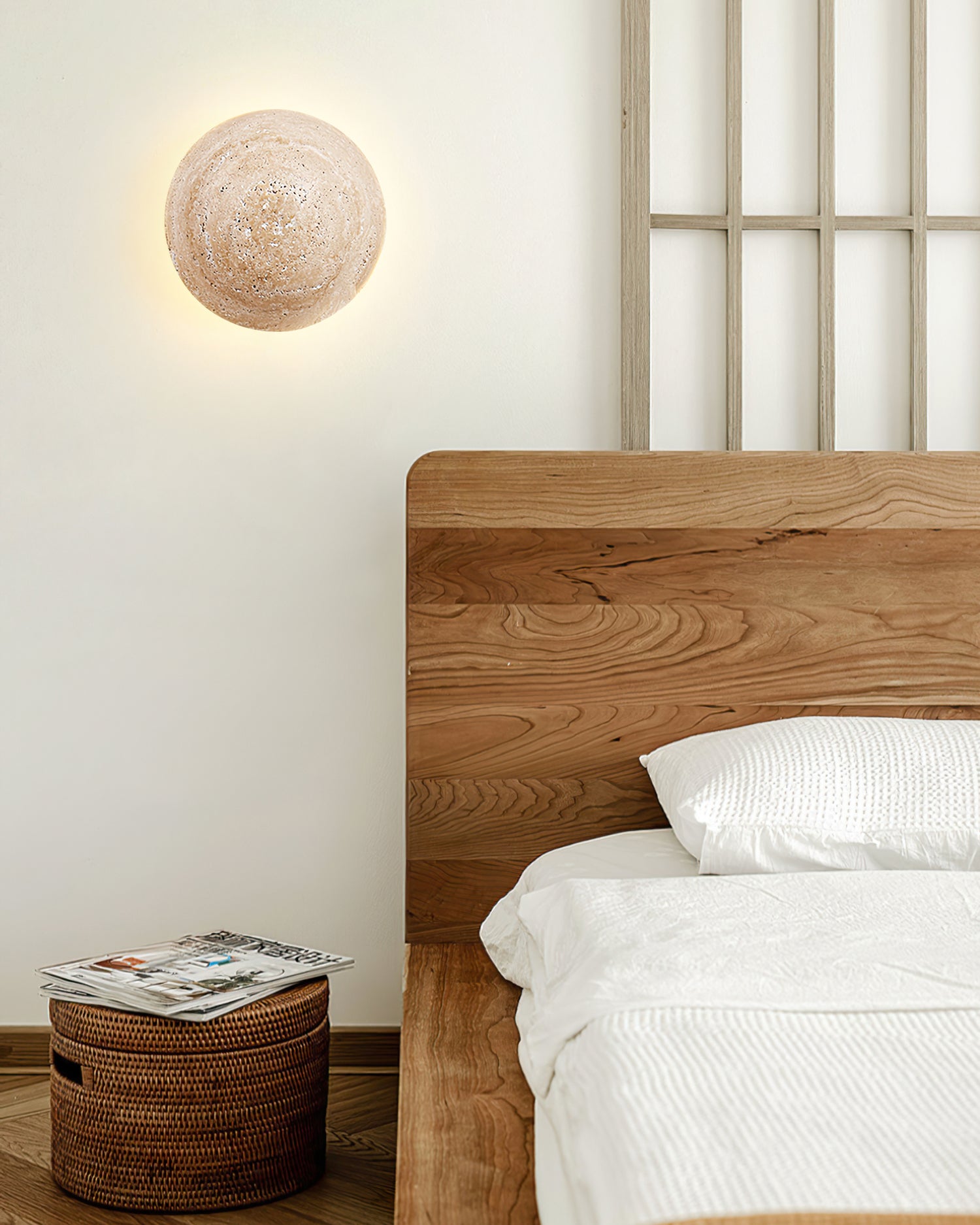 Round Travertine Wall Lamp - Lumpaz