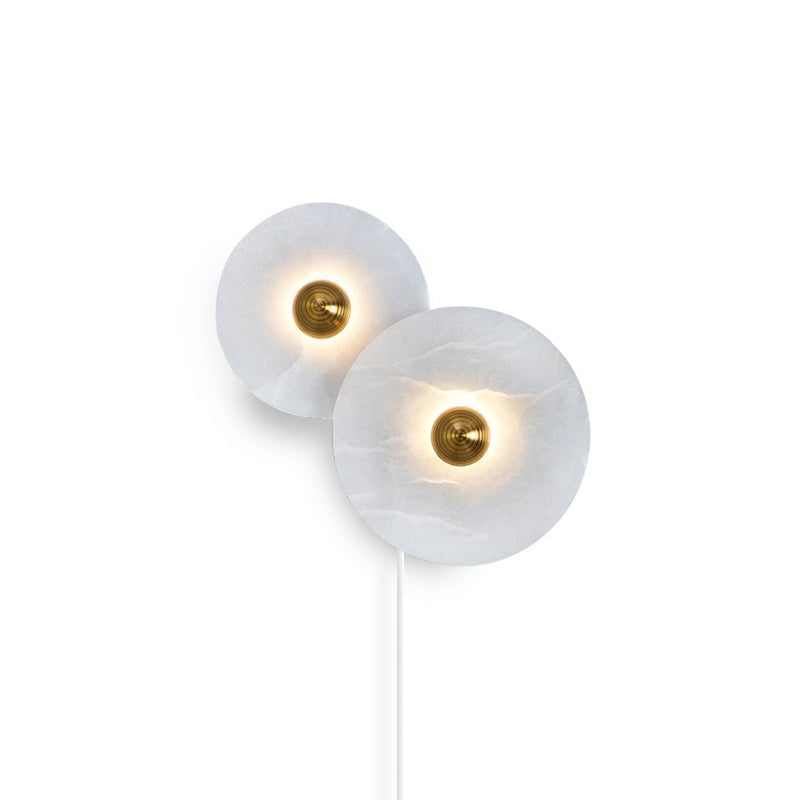 Round Alabaster Combination Plug In Wall Lamp - Lumpaz