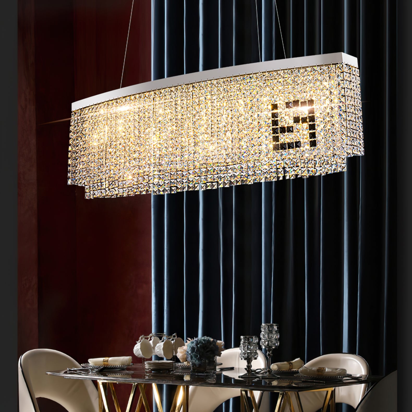 Liliana Rectangle Crystal Chandelier - Lumpaz