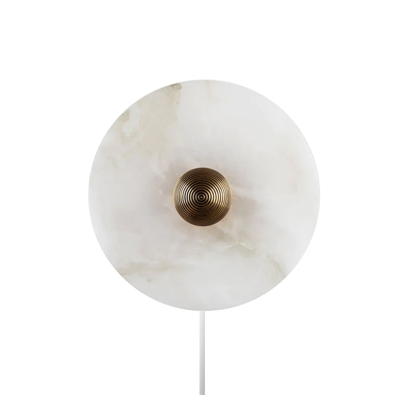 Round Alabaster Plug In Wall Lamp - Lumpaz
