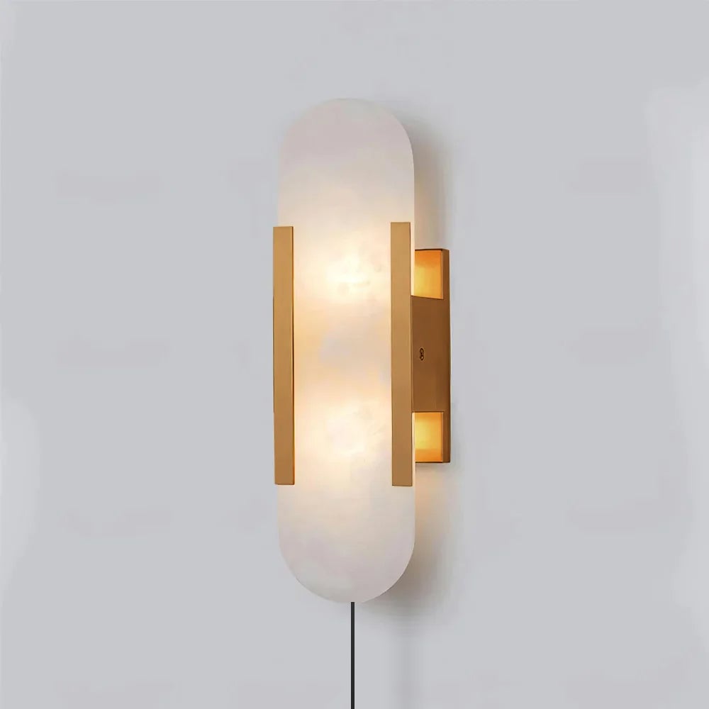 Geometric Harmony Alabaster Plug In Wall Lamp - Lumpaz