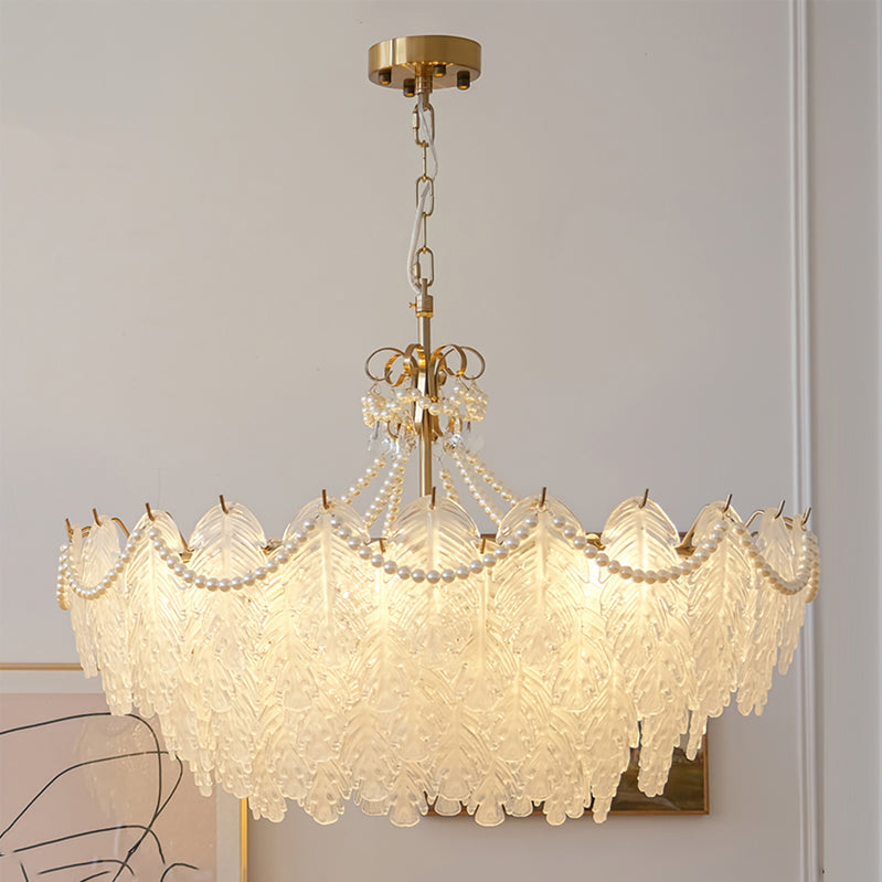 Feather Glass Chandelier - Lumpaz