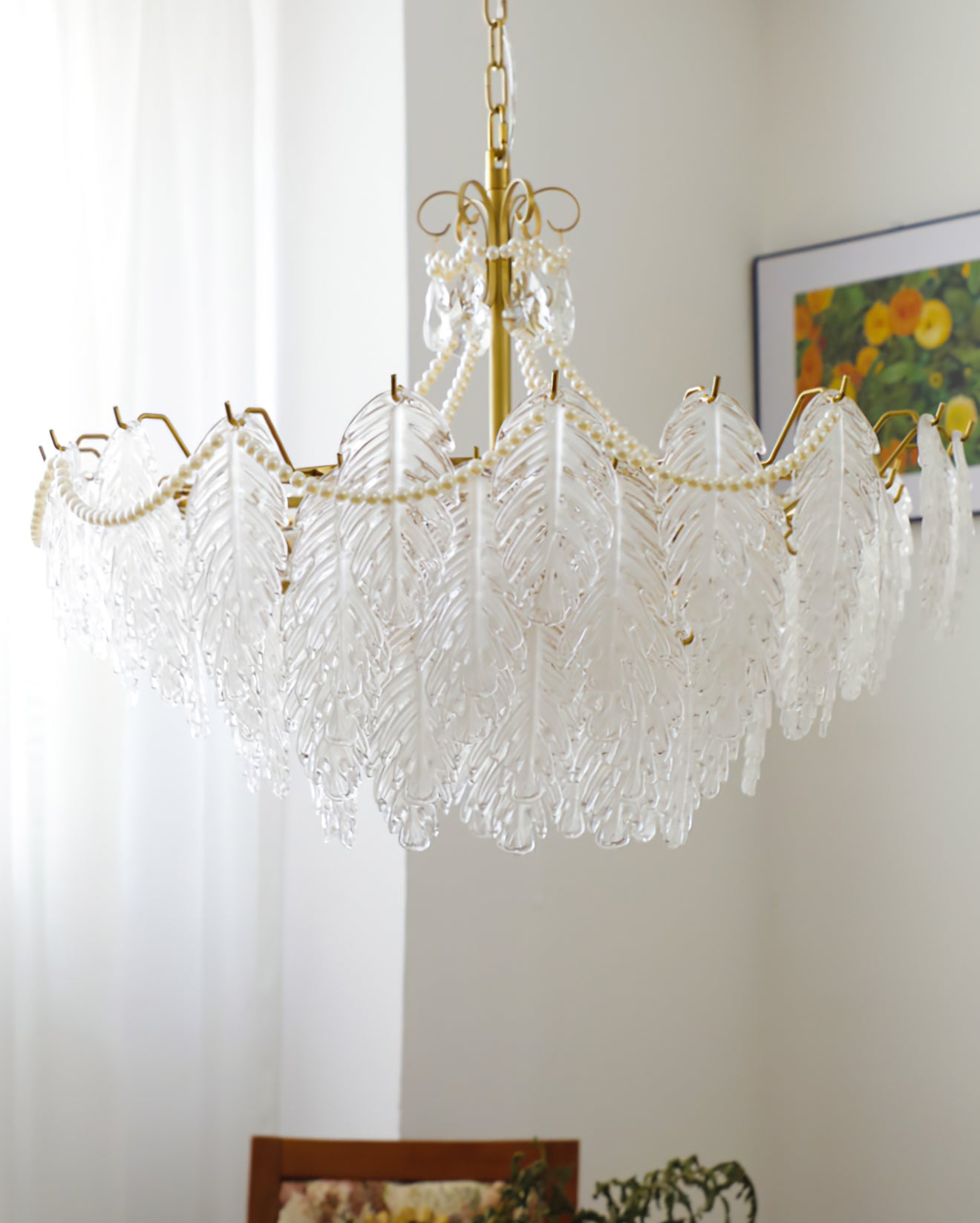 Feather Glass Chandelier - Lumpaz