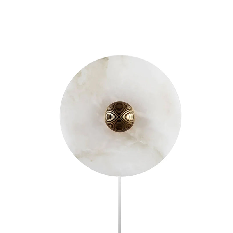 Round Alabaster Plug In Wall Lamp - Lumpaz