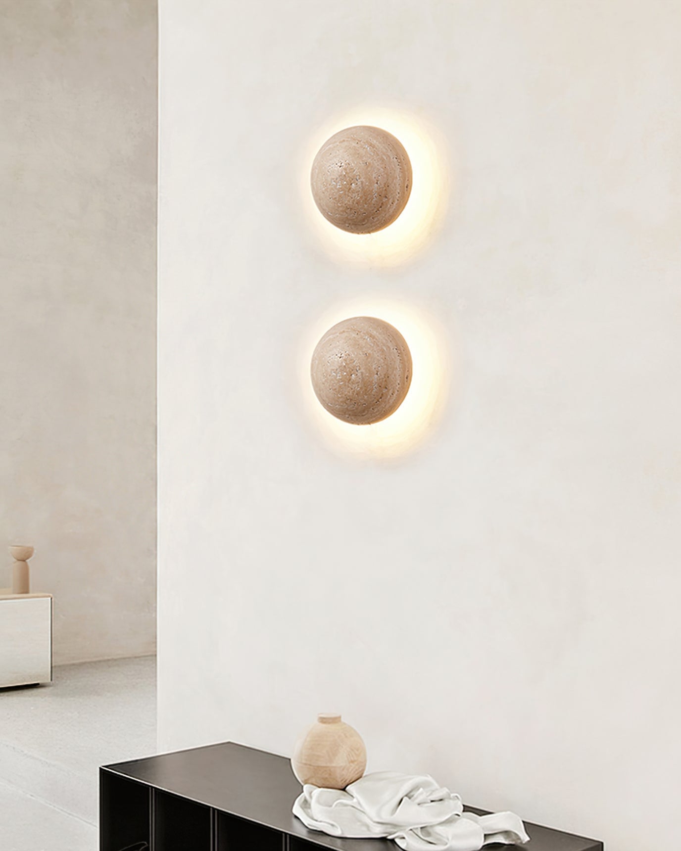 Round Travertine Wall Lamp - Lumpaz