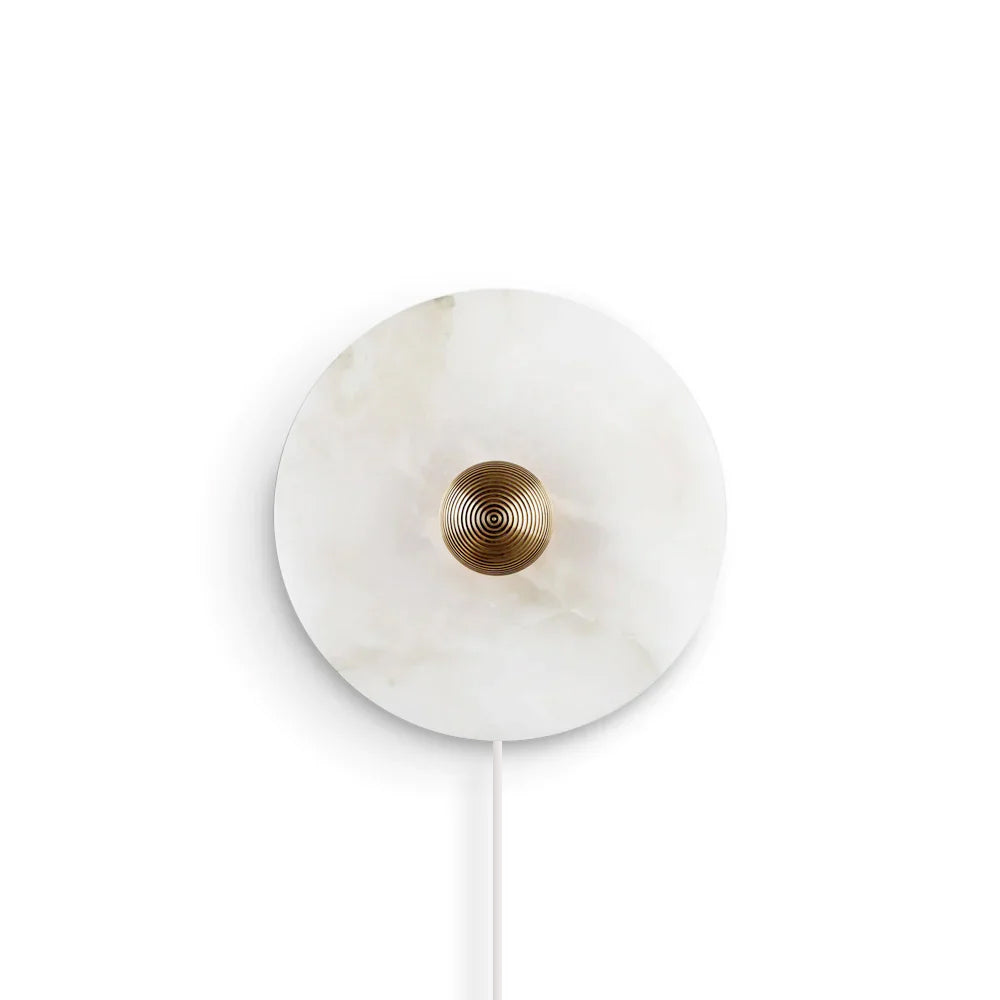Round Alabaster Plug In Wall Lamp - Lumpaz