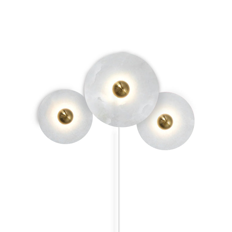 Round Alabaster Combination Plug In Wall Lamp - Lumpaz