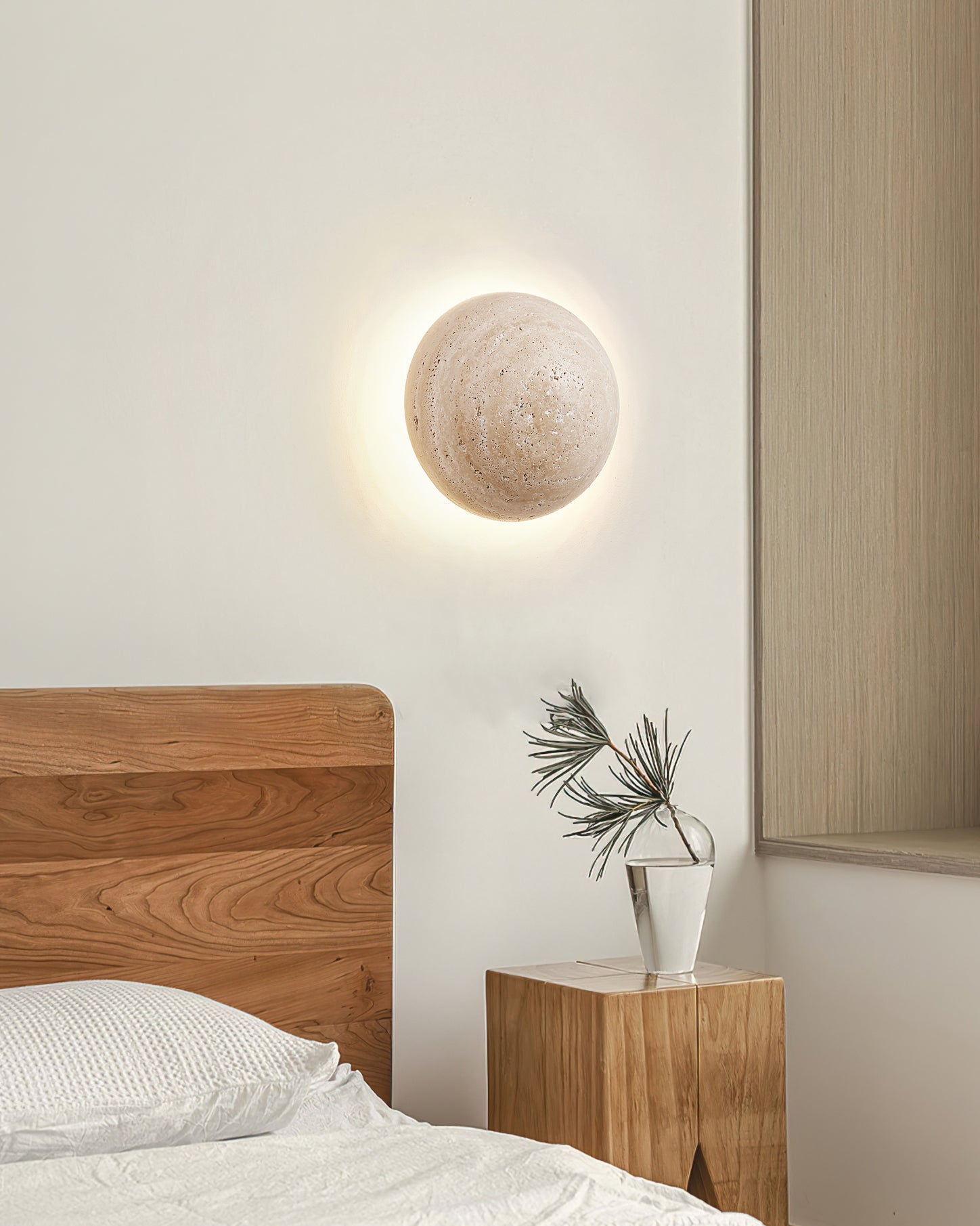 Round Travertine Wall Lamp - Lumpaz