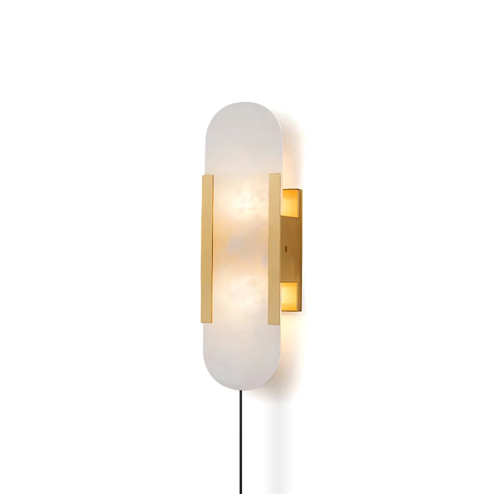 Geometric Harmony Alabaster Plug In Wall Lamp - Lumpaz