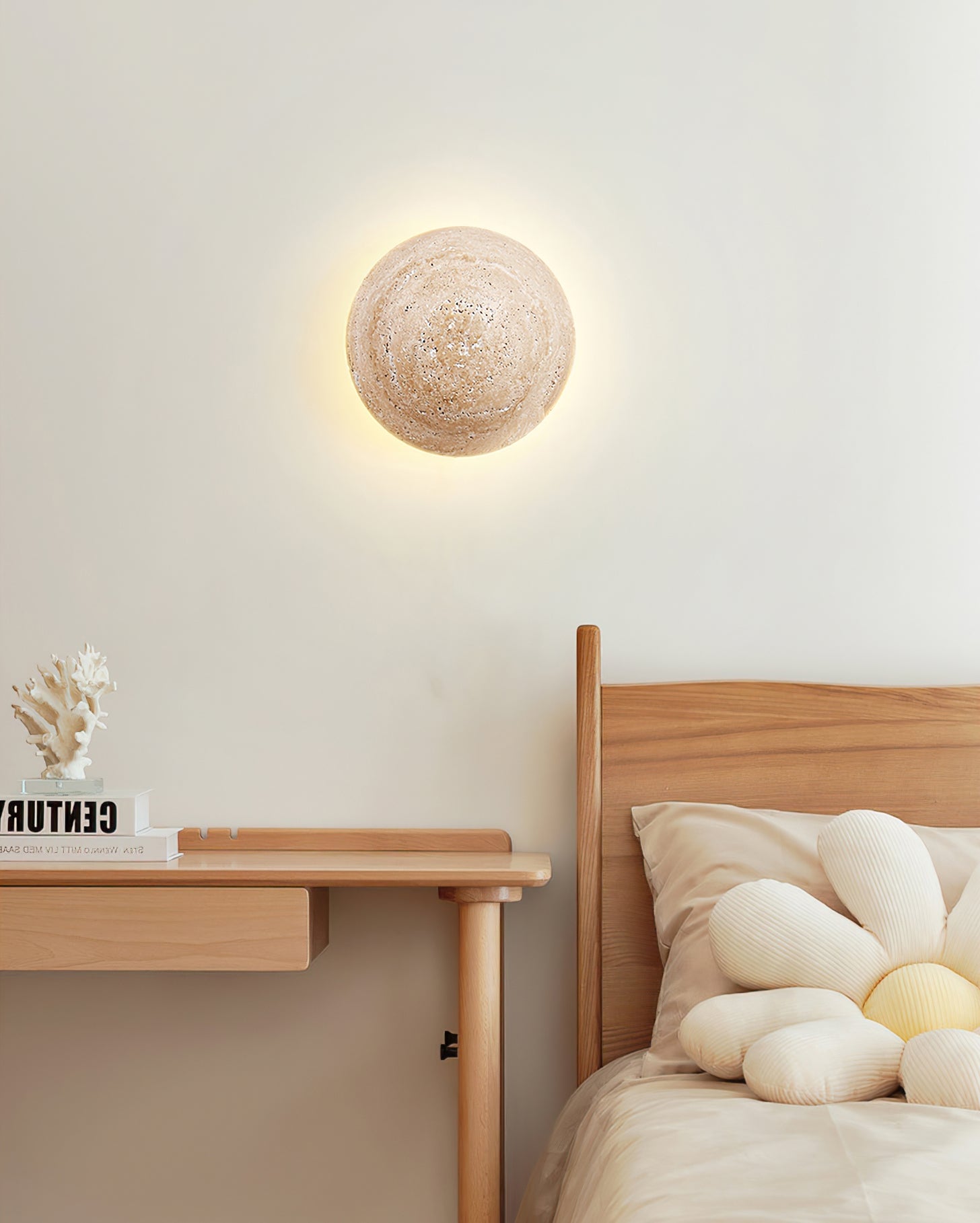 Round Travertine Wall Lamp - Lumpaz