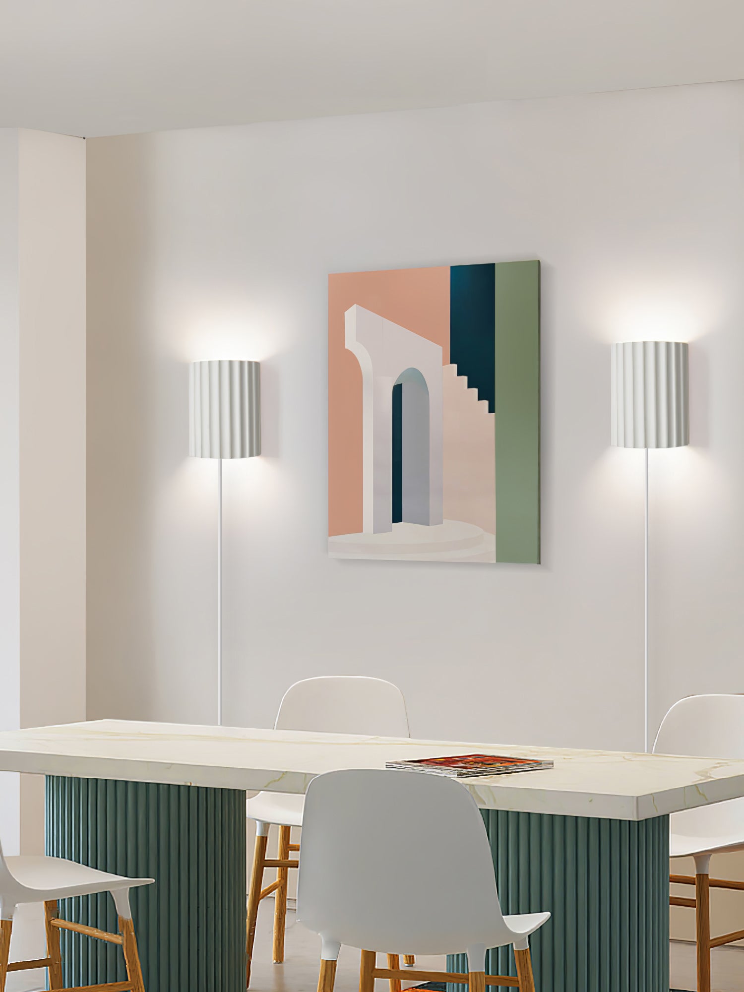 Fluted Resin Plug In Wall Lamp - Lumpaz