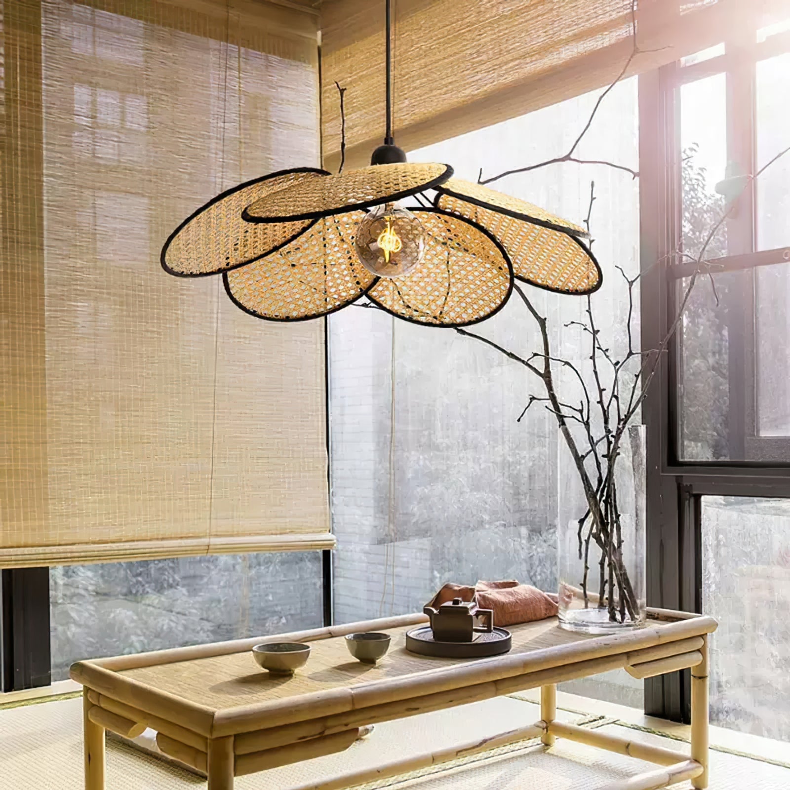 Campbell Rattan Pendant Lamp - Lumpaz