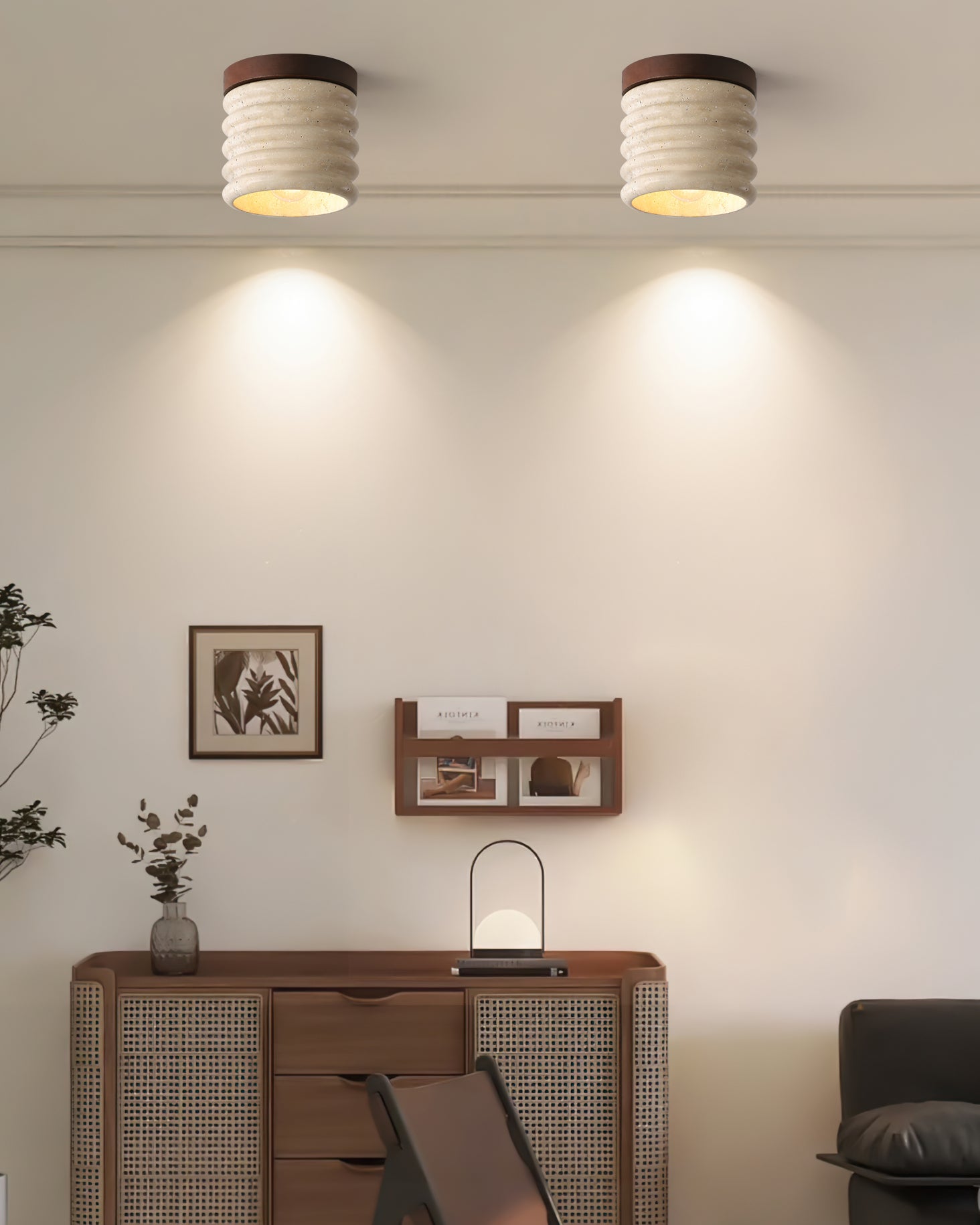 Vaarnii Travertine Ceiling Lamp - Lumpaz