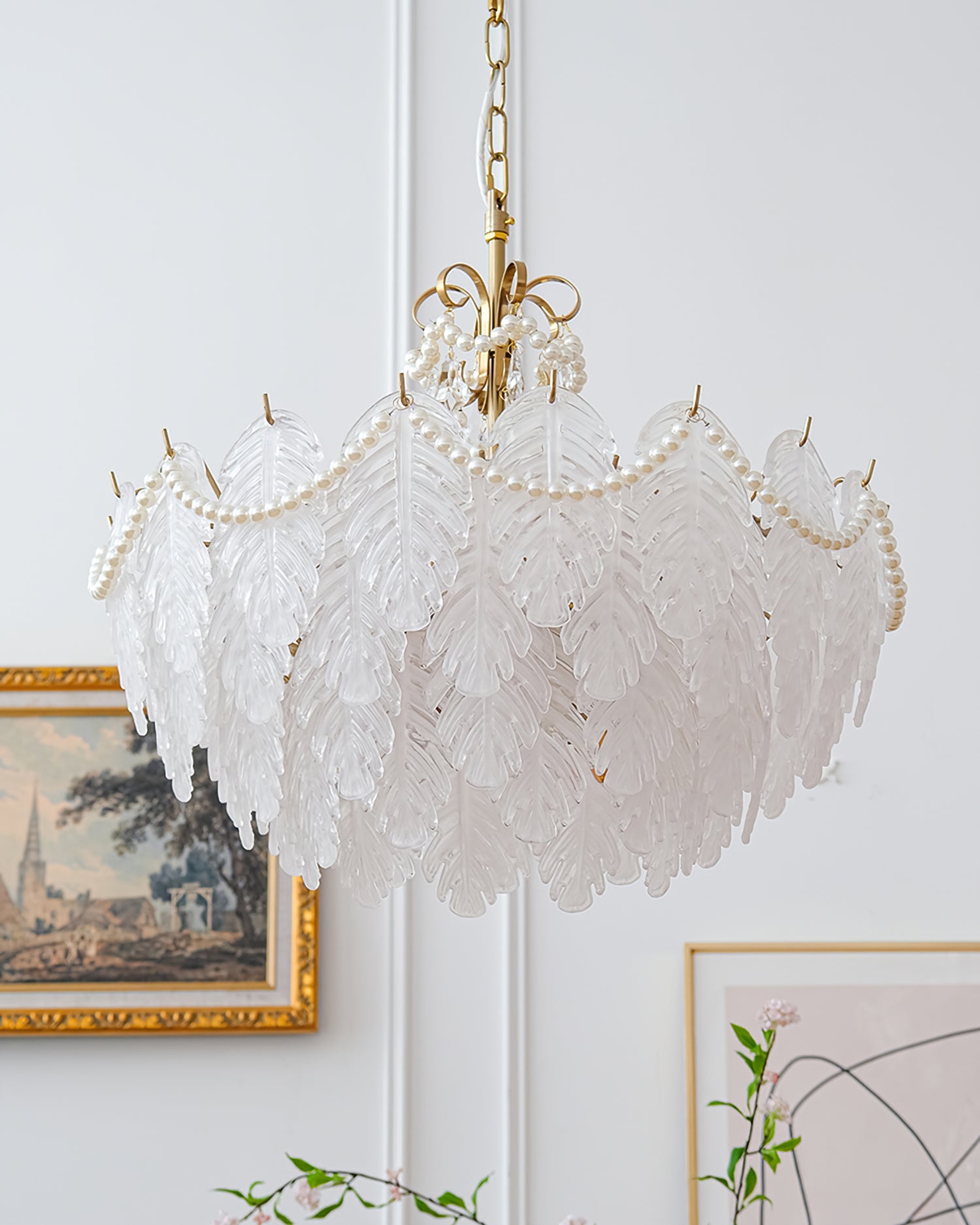 Feather Glass Chandelier - Lumpaz