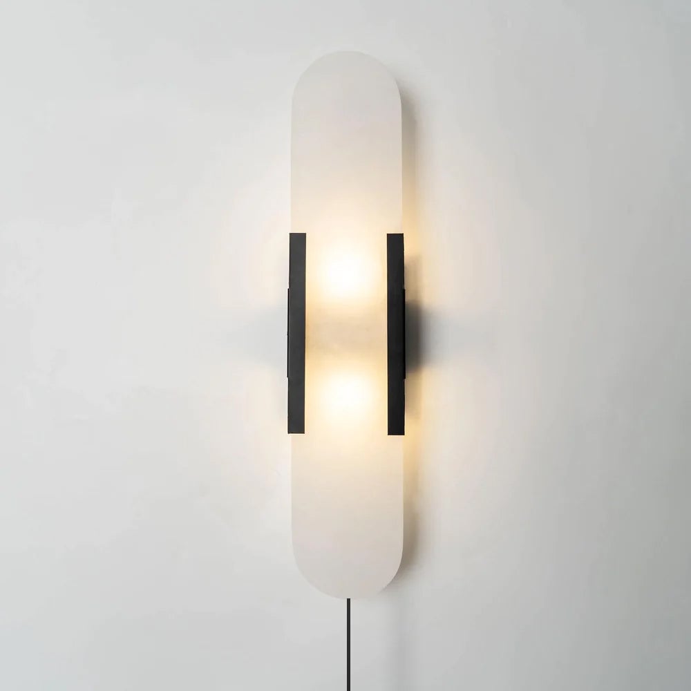 Geometric Harmony Alabaster Plug In Wall Lamp - Lumpaz
